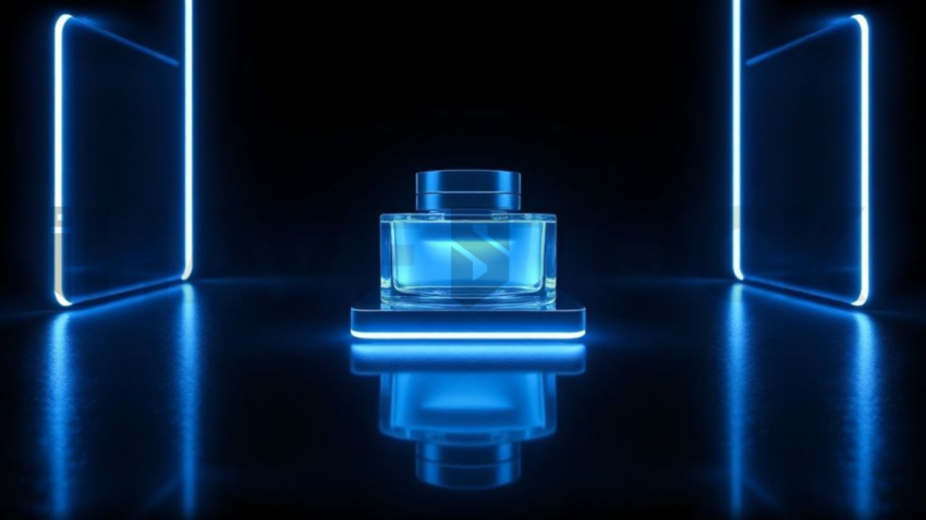 Product Showcase Card Blue Electric Ultra Glow Dark UI Card 2025 – 8K