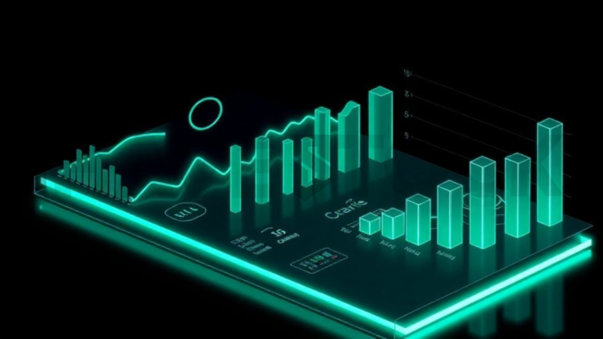 Stats Overview Card Emerald Strong Glow Dark UI Card 2025 – 8K