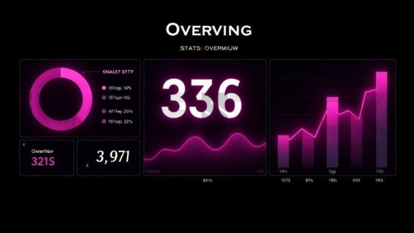 Stats Overview Card Magenta Strong Glow Dark UI Card 2025 – 8K