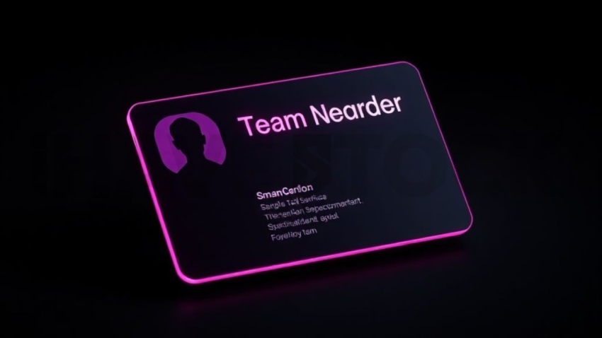 Team Member Card Magenta Strong Glow Dark UI Card 2025 – 8K