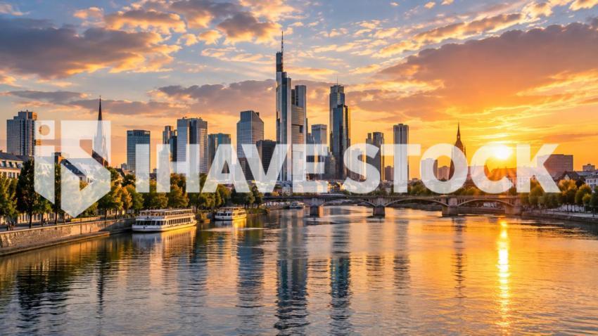 High-resolution modern city skyline stock photograph