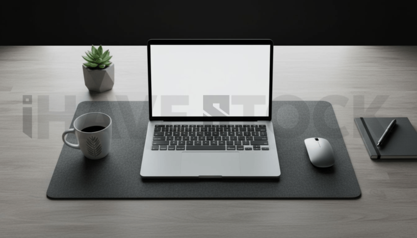 Cinematic landing page   UI concept — laptop screen 100  empty mockup screen, creative startup workspace — premium digital advertising asset #0183