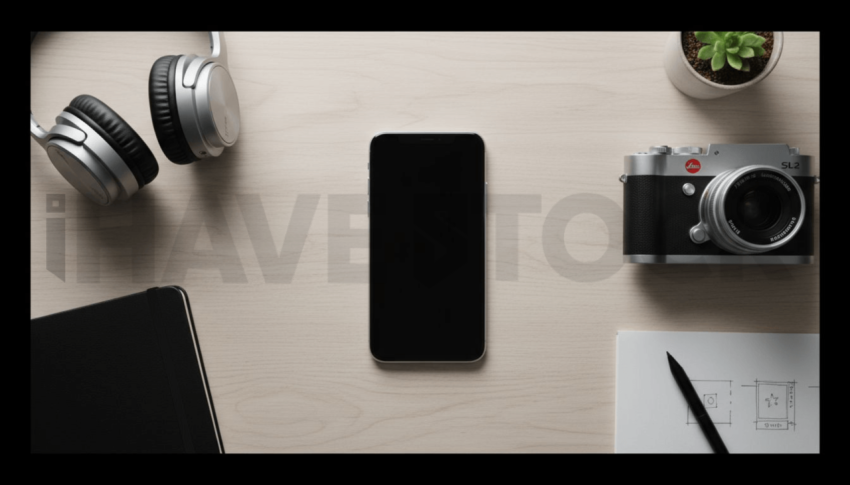 Cinematic landing page   UI concept — smartphone screen 100  empty mockup screen, creative startup workspace — premium digital advertising asset #0139