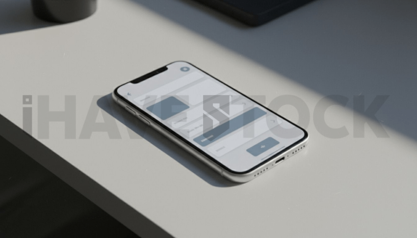 Cinematic landing page   UI concept — smartphone screen UI concept screen (shape layout, no text), digital product design studio — premium digital advertising asset #0172