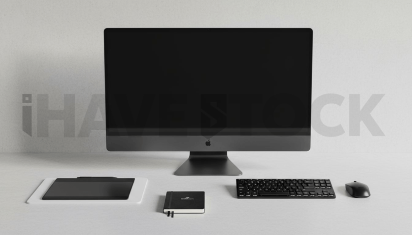 Cinematic landing page   UI concept — desktop monitor screen 100  empty mockup screen, digital product design studio — premium digital advertising asset #0025