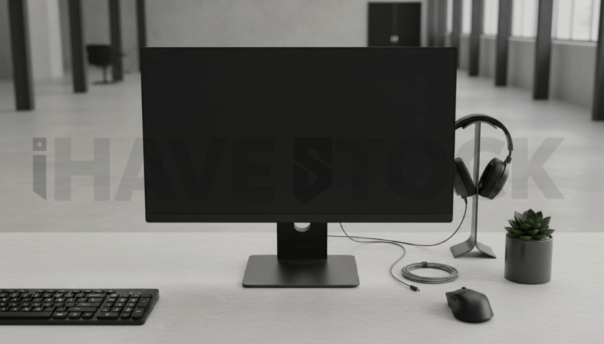 Cinematic landing page   UI concept — desktop monitor screen 100  empty mockup screen, digital product design studio — premium digital advertising asset #0031