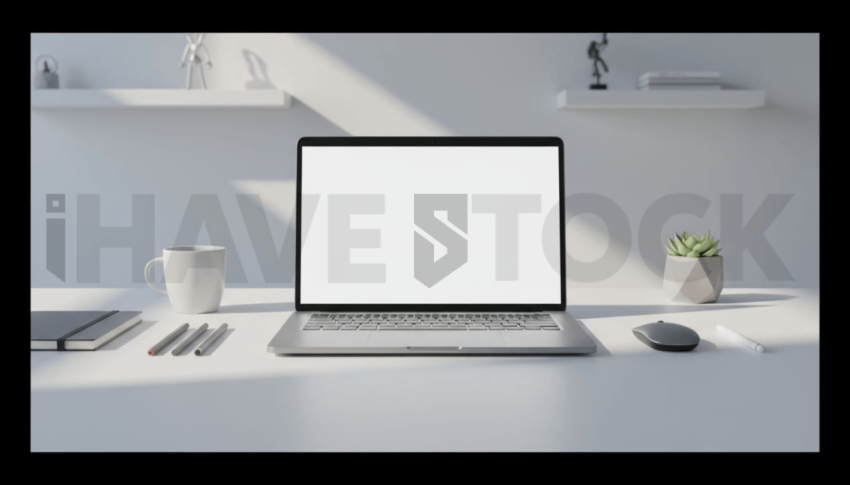 Cinematic landing page   UI concept — laptop screen 100  empty mockup screen, digital product design studio — premium digital advertising asset #0037