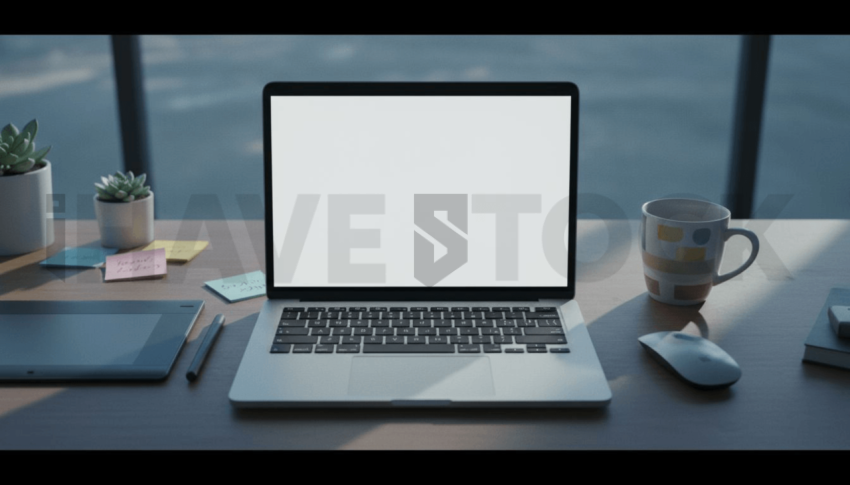 Cinematic landing page   UI concept — laptop screen 100  empty mockup screen, digital product design studio — premium digital advertising asset #0015