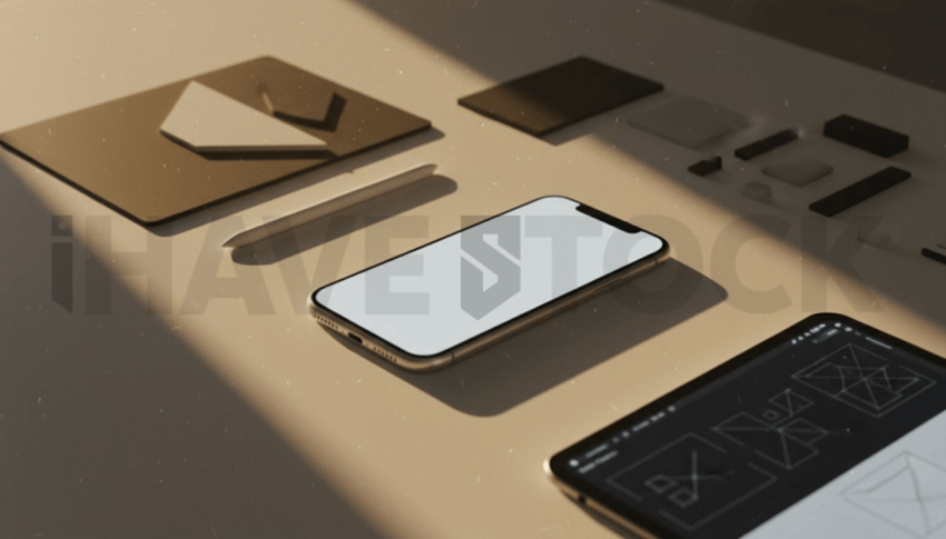 Cinematic landing page   UI concept — smartphone screen 100  empty mockup screen, digital product design studio — premium digital advertising asset #0017