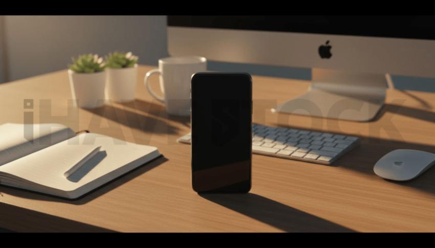 Cinematic landing page   UI concept — smartphone screen 100  empty mockup screen, modern SaaS office environment — premium digital advertising asset #0023