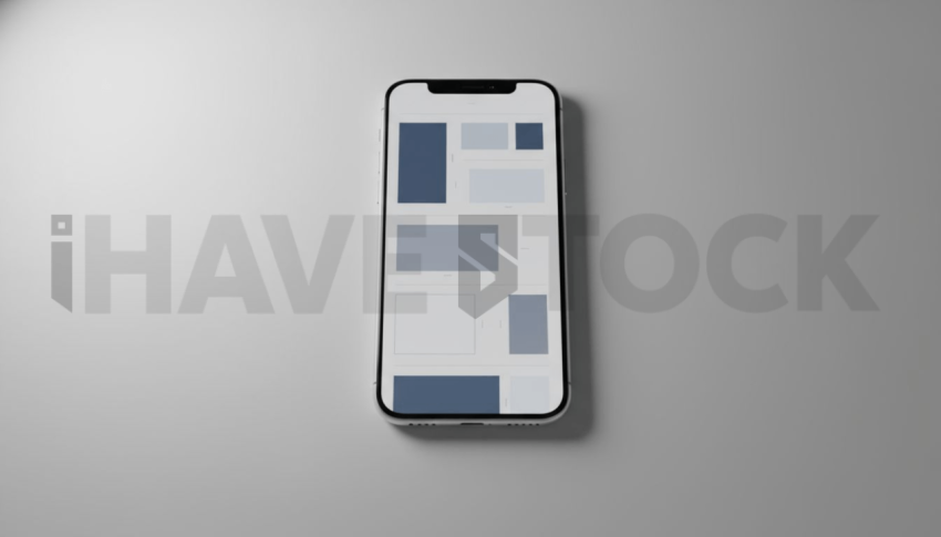 Cinematic landing page   UI concept — smartphone screen UI concept screen (shape layout, no text), digital product design studio — premium digital advertising asset #0120