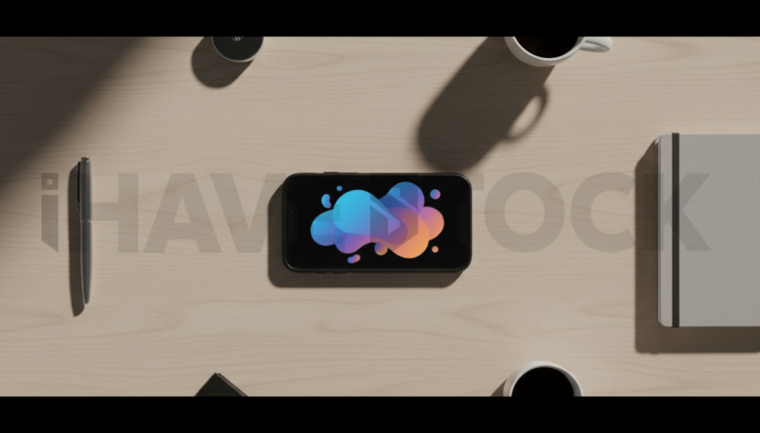 Cinematic landing page   UI concept — smartphone screen UI concept screen (shape layout, no text), premium minimalist workspace — premium digital advertising asset #0064