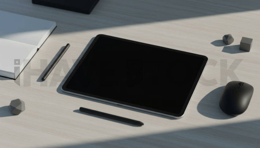 Cinematic landing page   UI concept — tablet screen 100  empty mockup screen, digital product design studio — premium digital advertising asset #0279