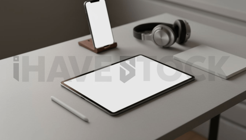 Cinematic landing page   UI concept — tablet screen 100  empty mockup screen, digital product design studio — premium digital advertising asset #0115