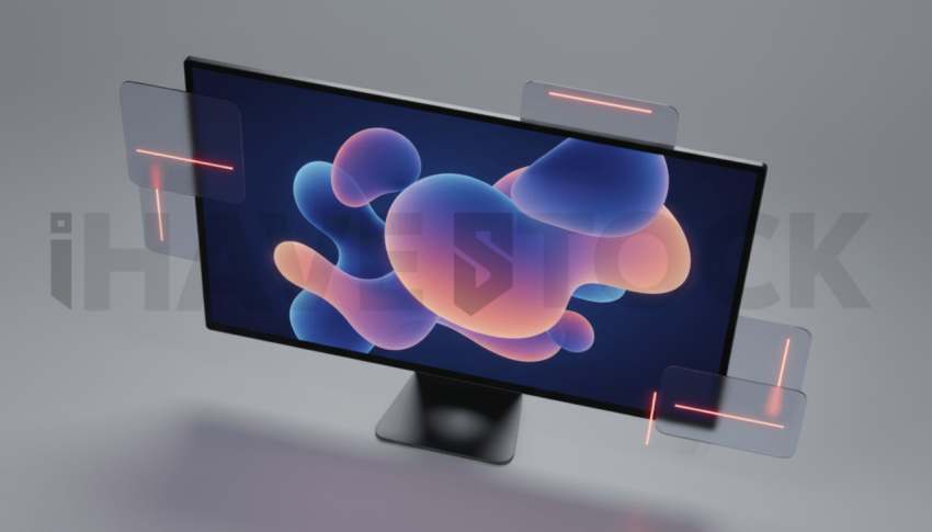 Cinematic landing page   UI concept — ultrawide display screen UI concept screen (shape layout, no text), digital product design studio — premium digital advertising asset #0004