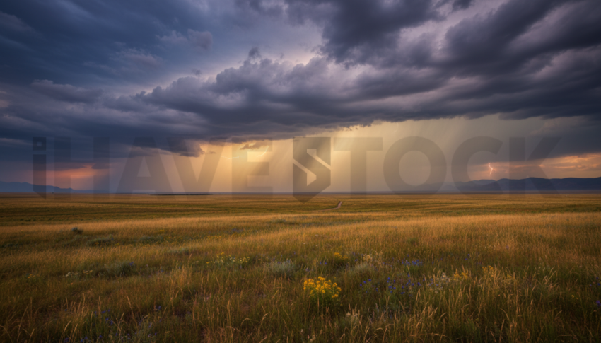 Thunderstorm Over Open Plain   Weather & Atmosphere N&L ATM 0094