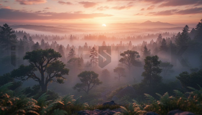 Heavy Fog Over Forest   Weather & Atmosphere N&L ATM 0083