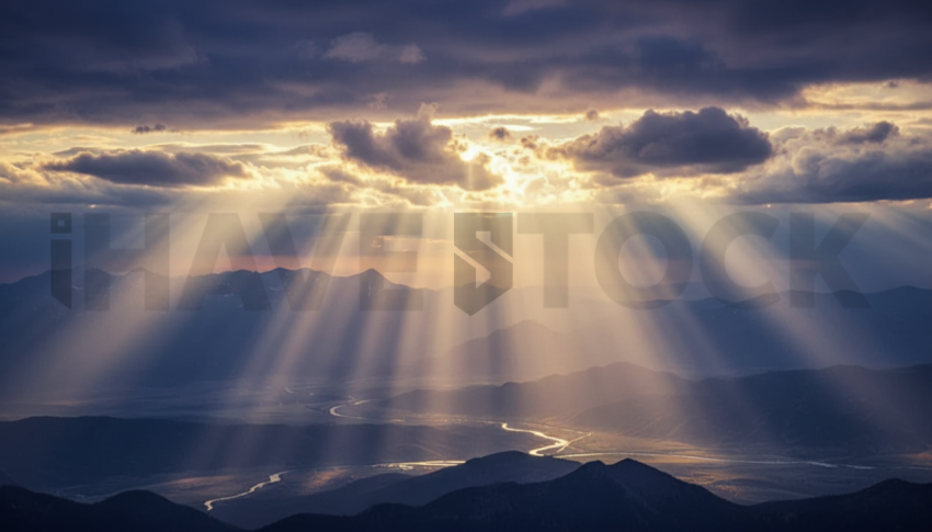 Light Rays Breaking Through Clouds   Weather & Atmosphere N&L ATM 0100