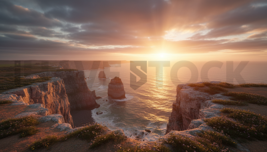 Seaside Cliffs At Sunset   Beaches & Oceans N&L OCN 0036 N&L OCN 0055 N&L OCN 0036