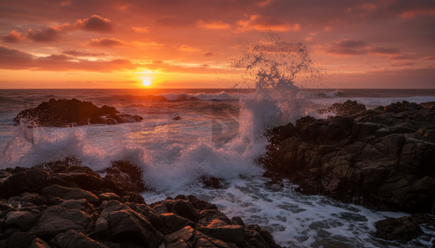 Waves Crashing On Rocks   Beaches & Oceans N&L OCN 0086 N&L OCN 0005 N&L OCN 0086