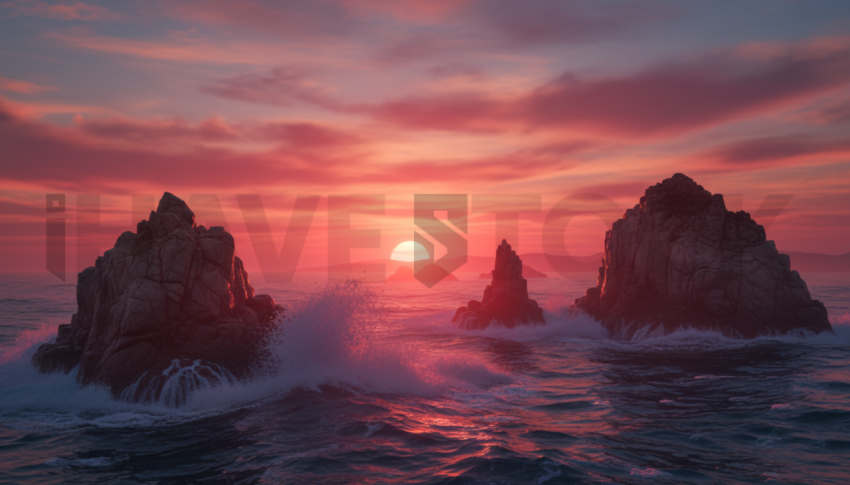 Waves Crashing On Rocks   Beaches & Oceans N&L OCN 0073 N&L OCN 0018 N&L OCN 0073