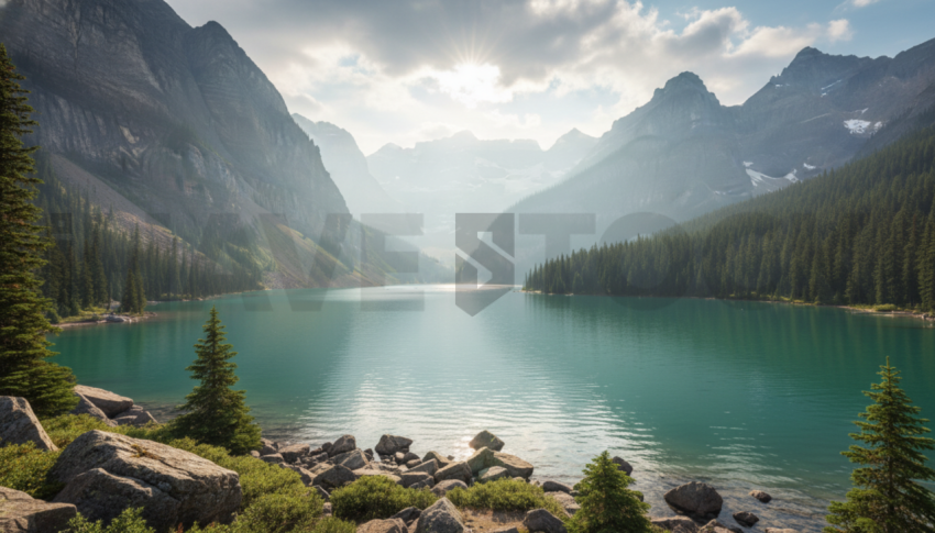 Emerald Lake With Sunlight   Lakes & Rivers N&L RVS 0080