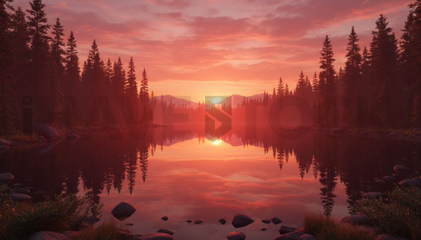 Mirror Lake Surrounded By Pines   Lakes & Rivers N&L RVS 0046