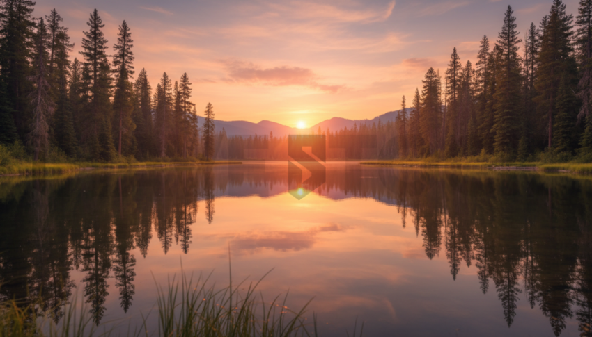 Mirror Lake Surrounded By Pines   Lakes & Rivers N&L RVS 0054
