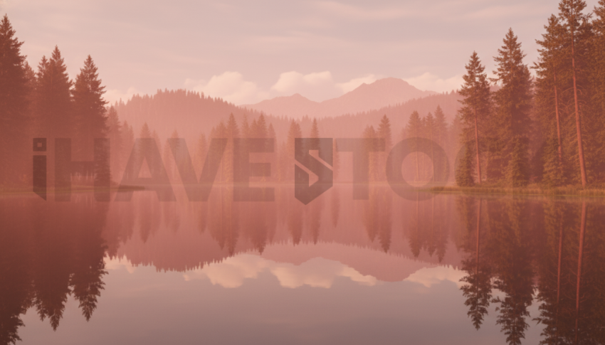 Mirror Lake Surrounded By Pines   Lakes & Rivers N&L RVS 0090