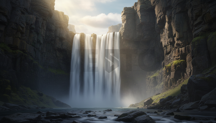 Waterfall In Rocky Canyon   Lakes & Rivers N&L RVS 0023