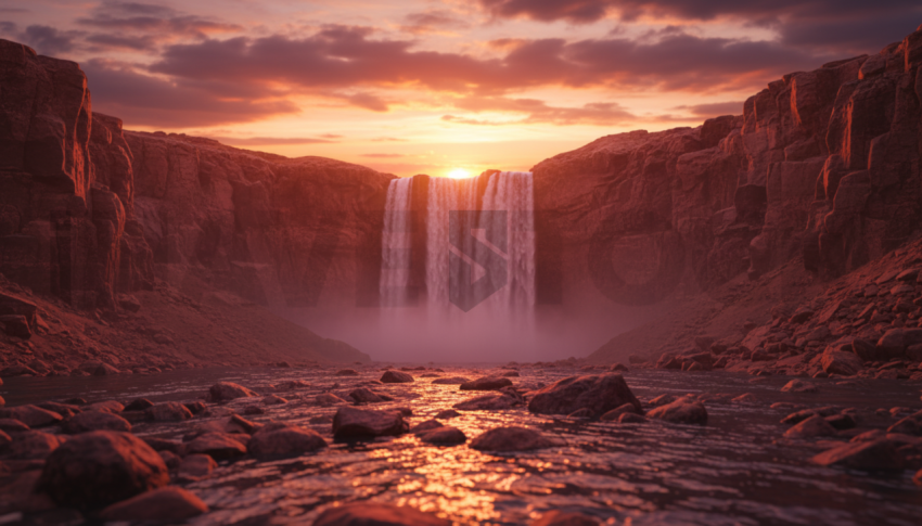 Waterfall In Rocky Canyon   Lakes & Rivers N&L RVS 0097