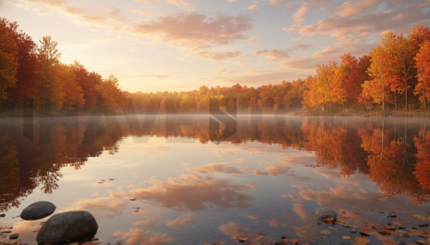 Autumn Lake Reflection   Lakes & Rivers N&L RVS 0001