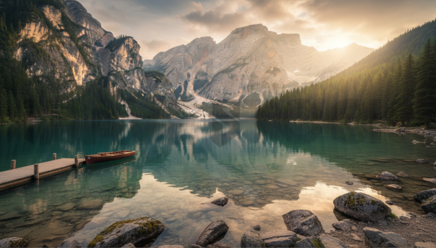 Emerald Lake With Sunlight   Lakes & Rivers N&L RVS 0012