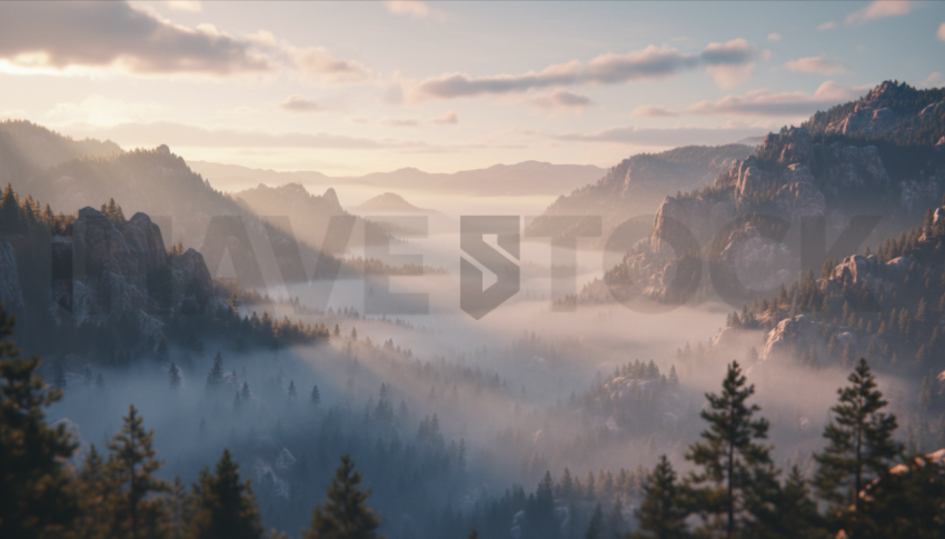 Misty Valley At Sunrise   Mountains & Valleys N&L VAL 0001