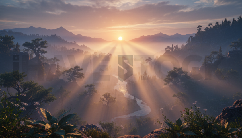 Misty Valley At Sunrise   Mountains & Valleys N&L VAL 0029