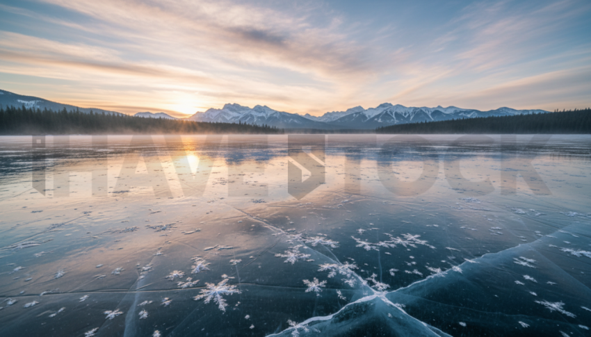 Frozen Lake Reflection   Winter & Snow N&L SNW 0047
