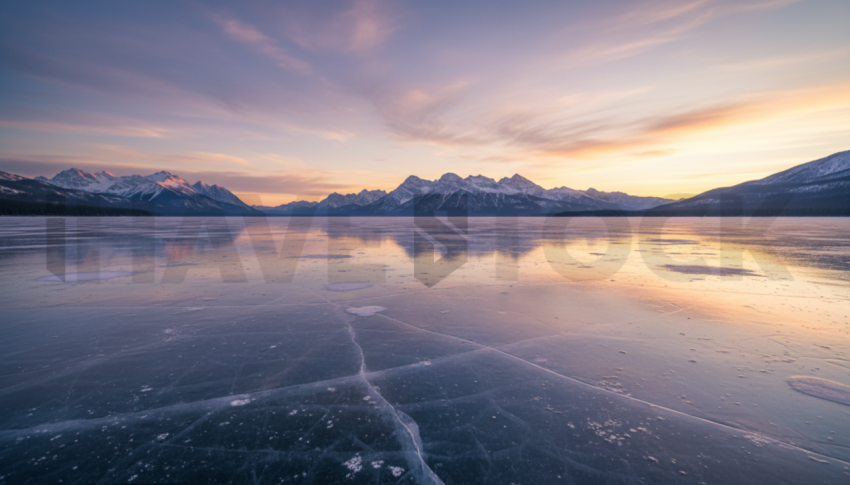 Frozen Lake Reflection   Winter & Snow N&L SNW 0054