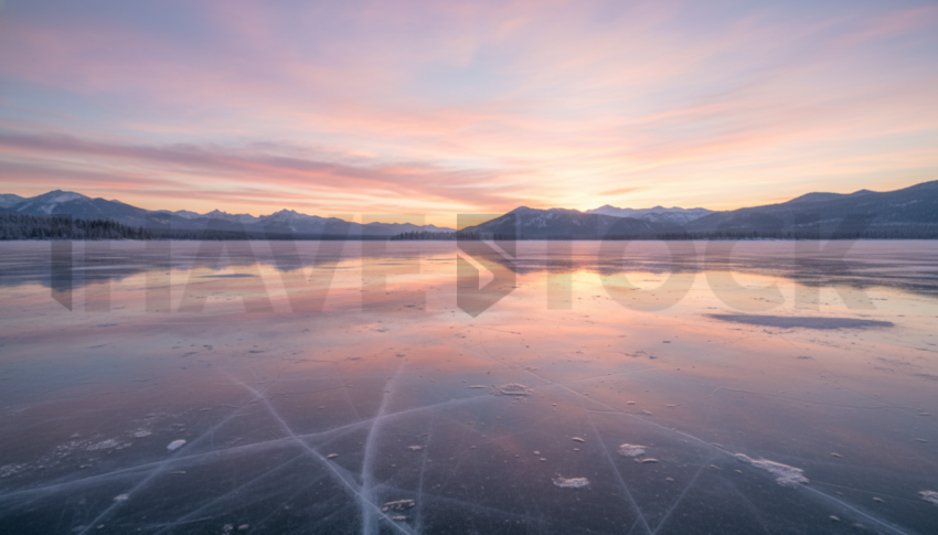 Frozen Lake Reflection   Winter & Snow N&L SNW 0028