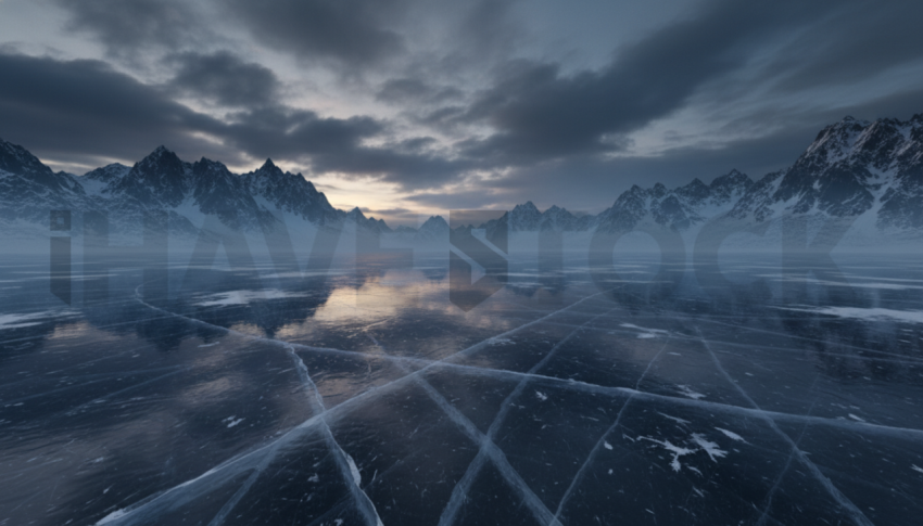 Frozen Lake Reflection   Winter & Snow N&L SNW 0070