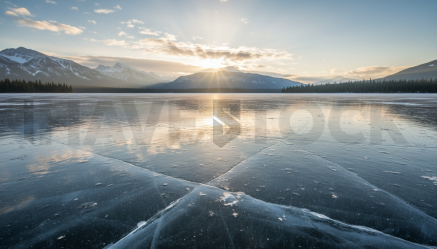 Frozen Lake Reflection   Winter & Snow N&L SNW 0095