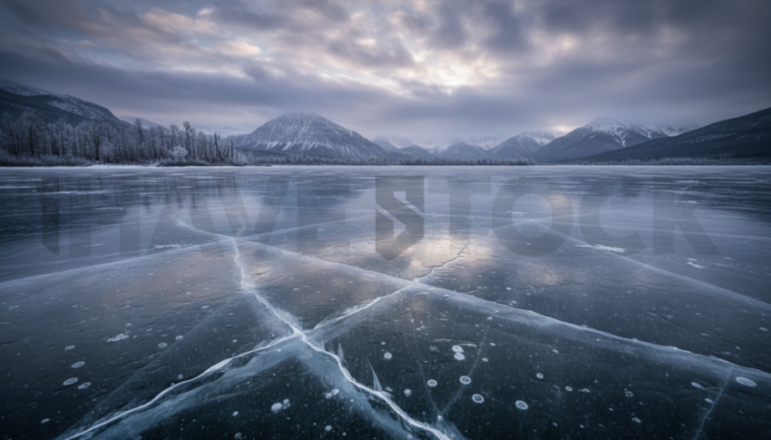 Frozen Lake Reflection   Winter & Snow N&L SNW 0085