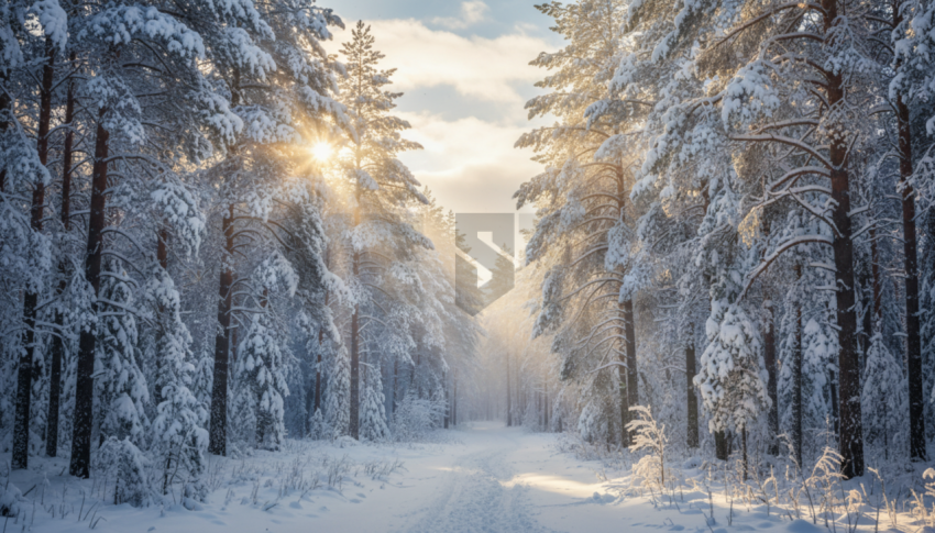 Snowy Pine Forest   Winter & Snow N&L SNW 0043