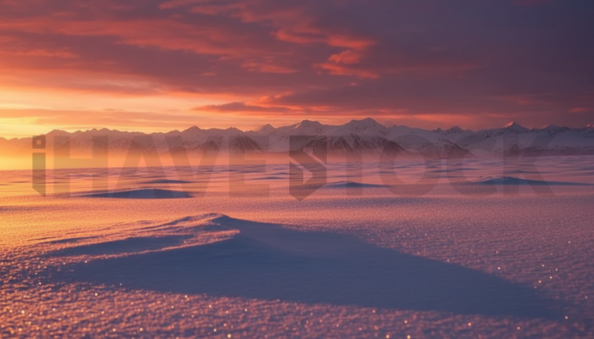 Sunset Light On Snowfield   Winter & Snow N&L SNW 0003