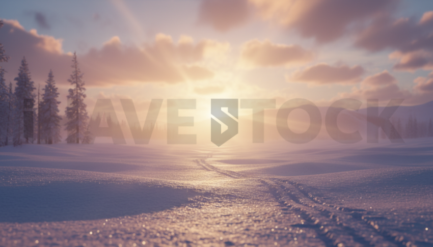 Sunset Light On Snowfield   Winter & Snow N&L SNW 0062