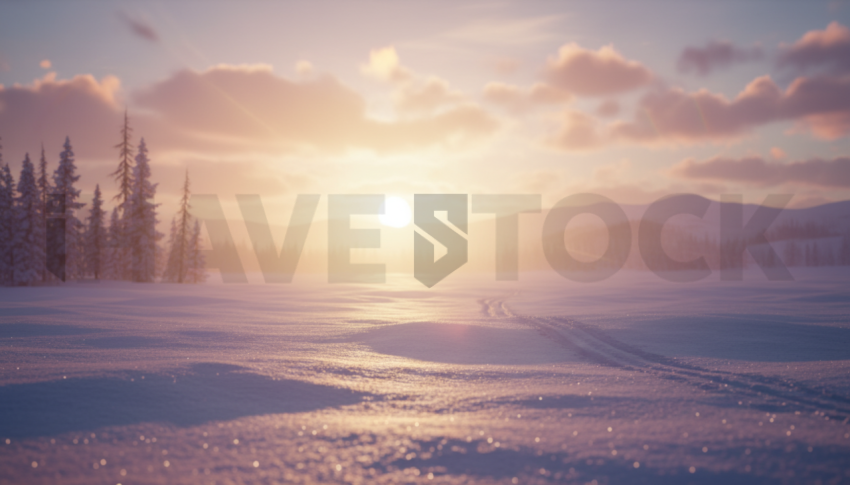 Sunset Light On Snowfield   Winter & Snow N&L SNW 0072