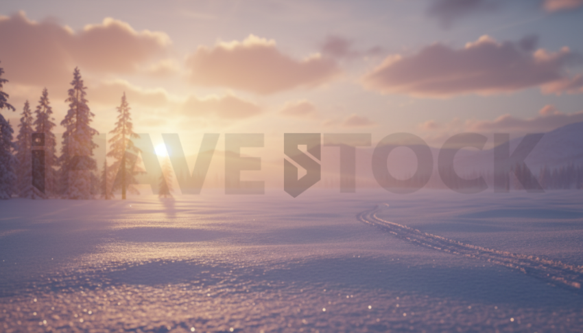 Sunset Light On Snowfield   Winter & Snow N&L SNW 0091