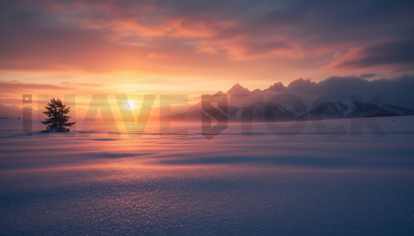 Sunset Light On Snowfield   Winter & Snow N&L SNW 0098