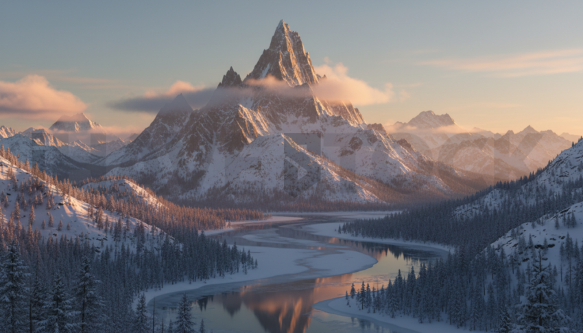 Winter Mountain Peak   Winter & Snow N&L SNW 0041