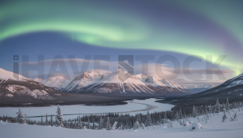 Aurora Borealis Over Snow   Winter & Snow N&L SNW 0063