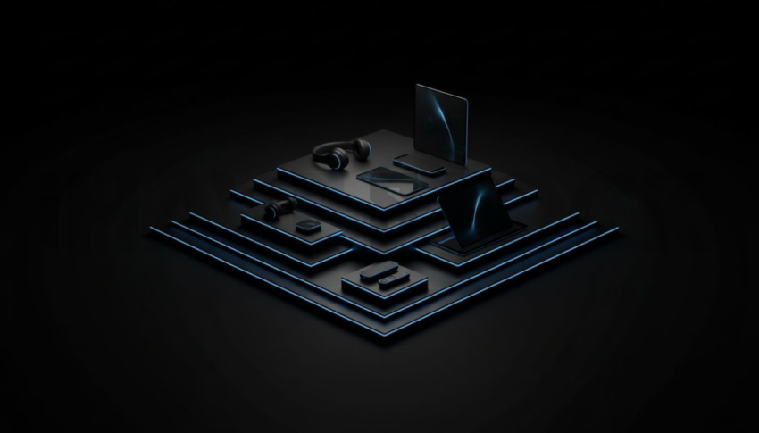 Product Showcase Card Blue Electric Ultra Glow Dark UI Card 2025 – 8K